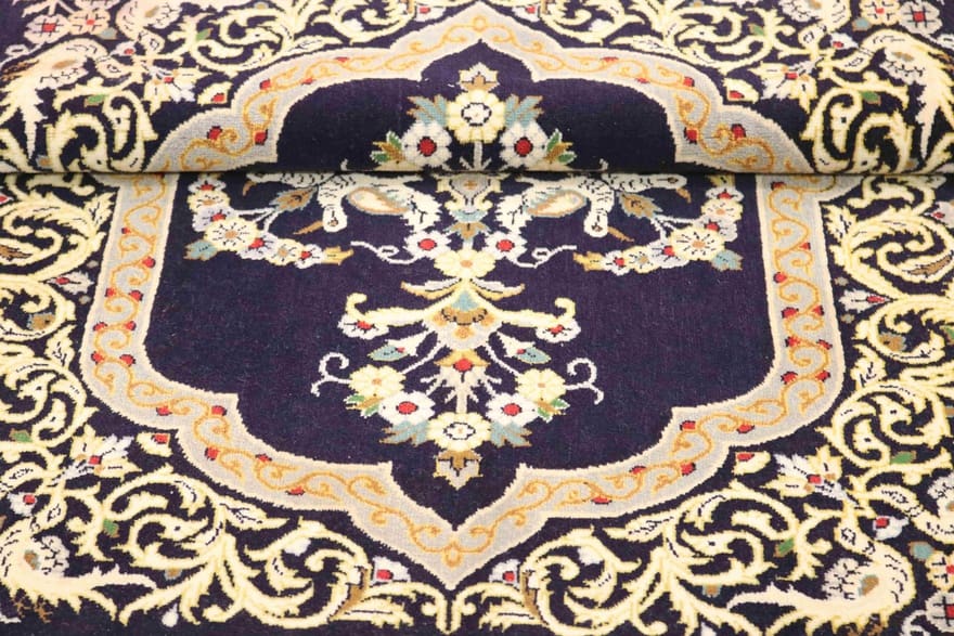 Hand-Knotted Wool Qom Persian Rug, 98 × 70 cm