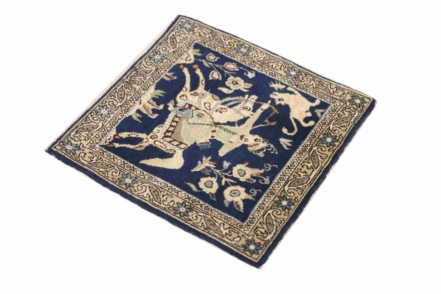 Qom Persian Rug — hand-knotted, 50 × 50 cm, Wool & Silk