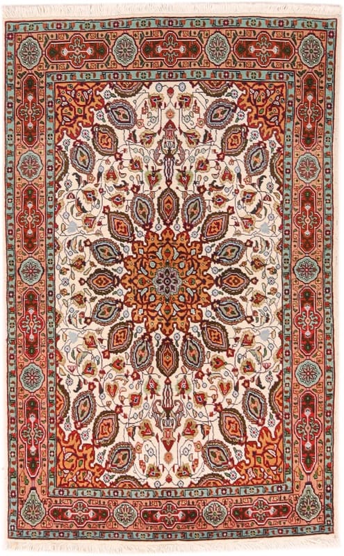 tabriz-teppich-159x98-cm-60-raj-handgeknupft-perserteppich Hand-Knotted Wool Tabriz Persian Rug, 157 × 97 cm