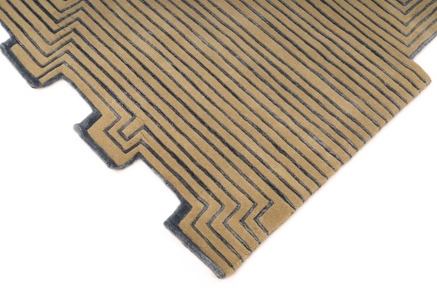 exklusiver-orientteppich-292x201-cm-in-beige-blau-geometrisch-handgeknupft-5 Hand-Knotted Wool Indian Rug, 290 × 200 cm
