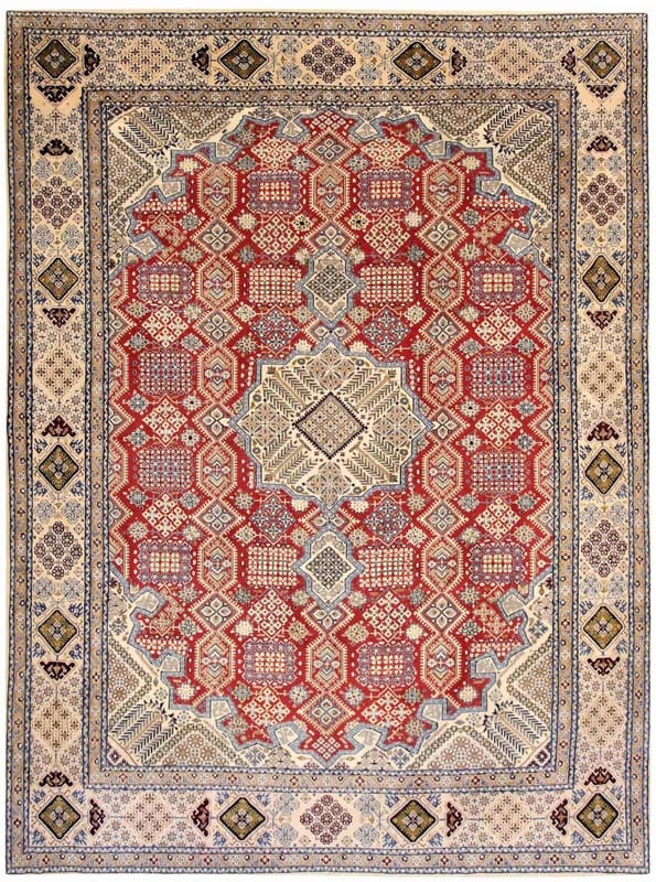 Nain Persian Rug — hand-knotted, 342 × 257 cm, Wool & Silk