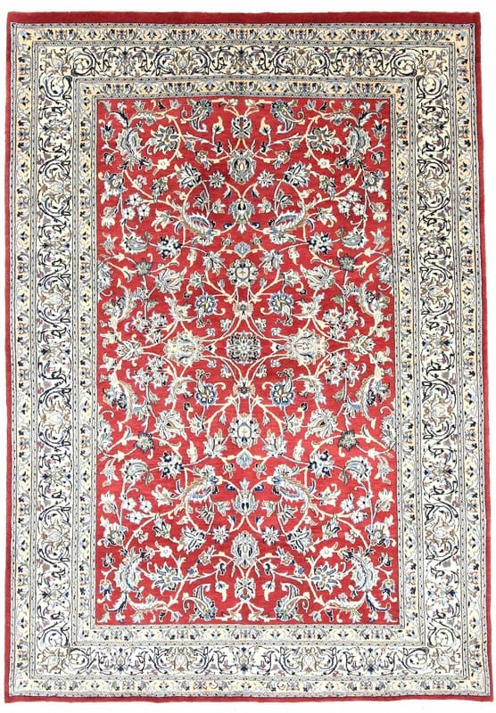 exklusiver-nain-teppich-286x199-cm-handgeknupft-in-rot-beige Nain Persian Rug — hand-knotted, 284 × 198 cm, Wool & Silk