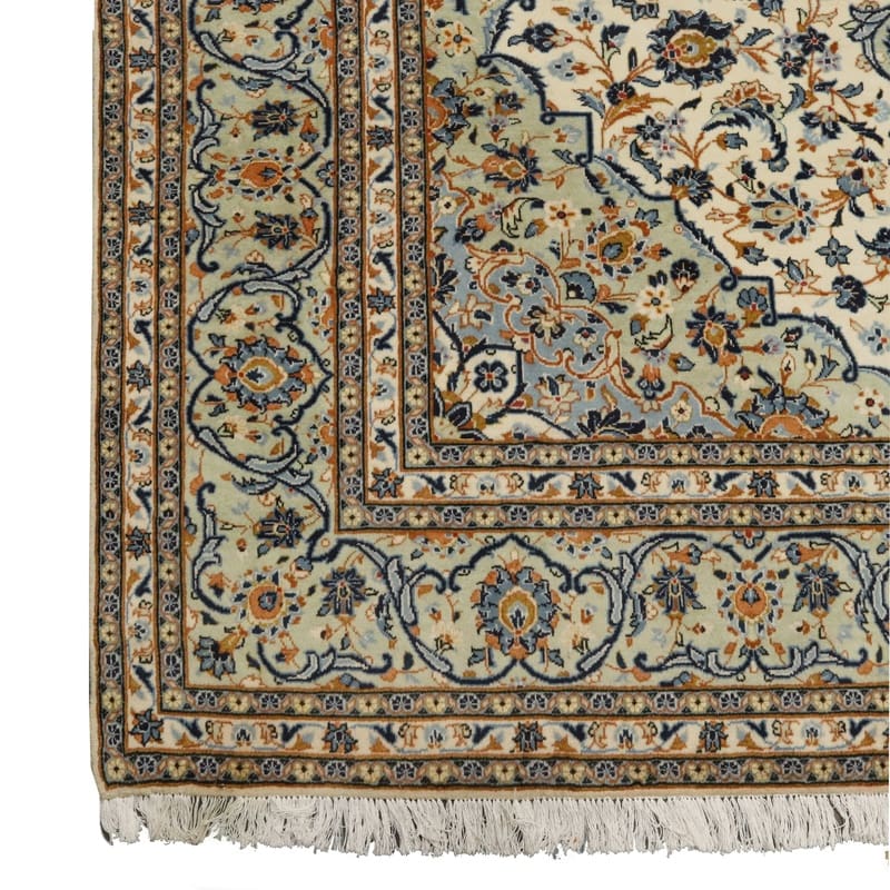 kashan-teppich-368x251-cm-creme-mandarinen-handgeknupft-3 Kashan Persian Rug — hand-knotted, 366 × 250 cm, Wool