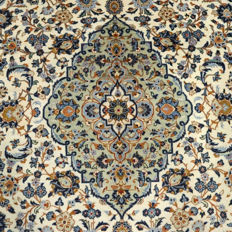 kashan-teppich-368x251-cm-creme-mandarinen-handgeknupft-4 Kashan Persian Rug — hand-knotted, 366 × 250 cm, Wool