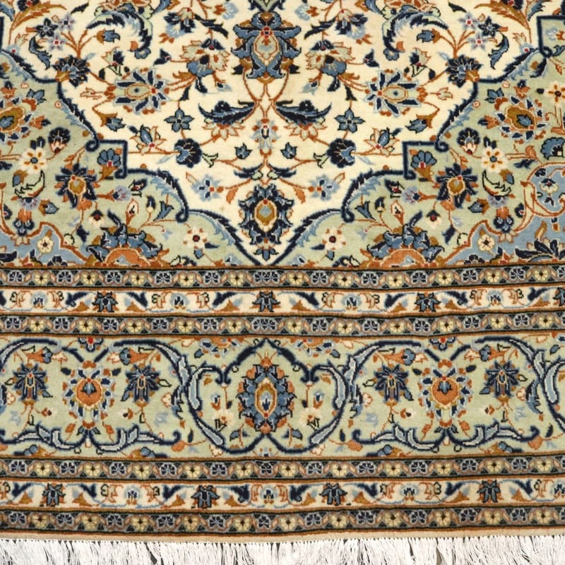 kashan-teppich-368x251-cm-creme-mandarinen-handgeknupft-5 Kashan Persian Rug — hand-knotted, 366 × 250 cm, Wool