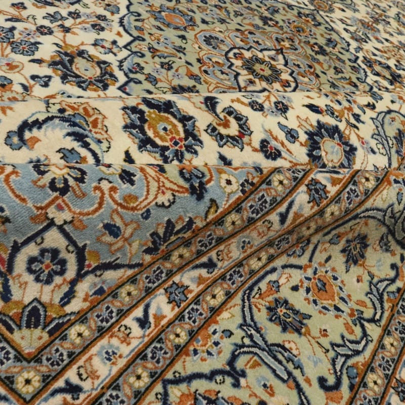 kashan-teppich-368x251-cm-creme-mandarinen-handgeknupft-6 Kashan Persian Rug — hand-knotted, 366 × 250 cm, Wool