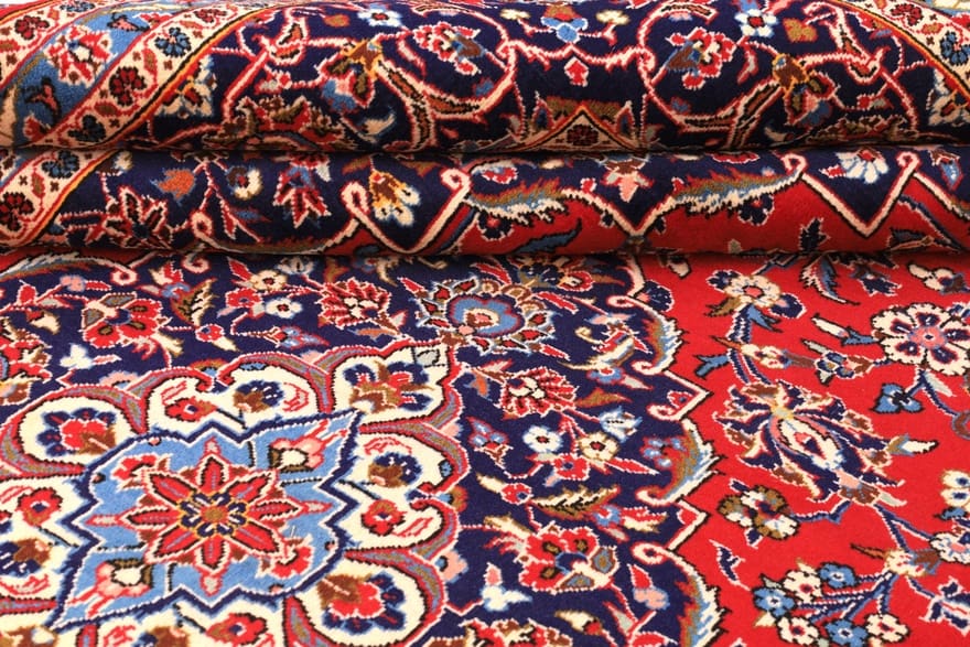 keshan-teppich-359x247-cm-handgeknupft-perserteppich-mit-medaillon-3 Hand-Knotted Wool Kashan Persian Rug, 357 × 246 cm