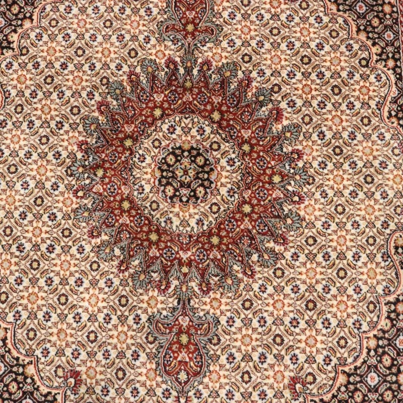 Moud Persian Rug — hand-knotted, 203 × 155 cm, Wool & Silk