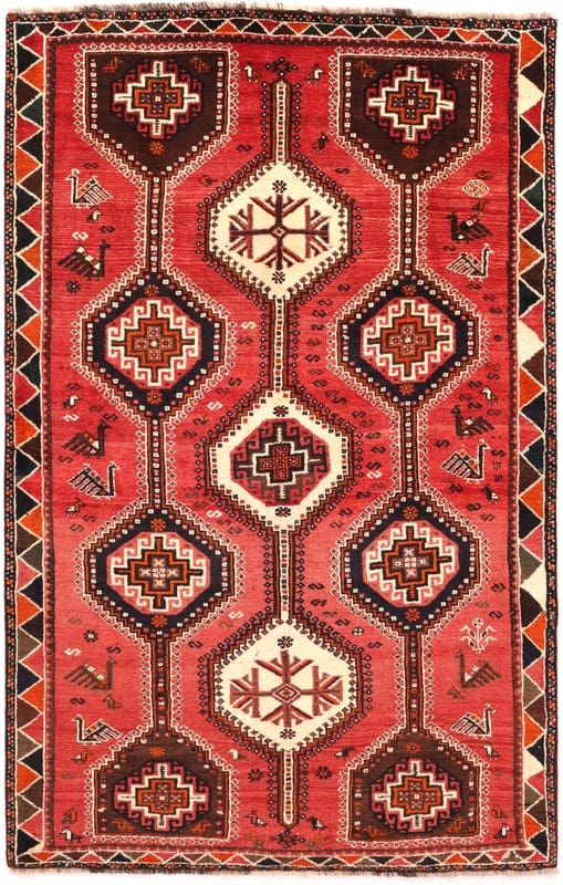 Shiraz Persian Rug — hand-knotted, 267 × 129 cm, Wool