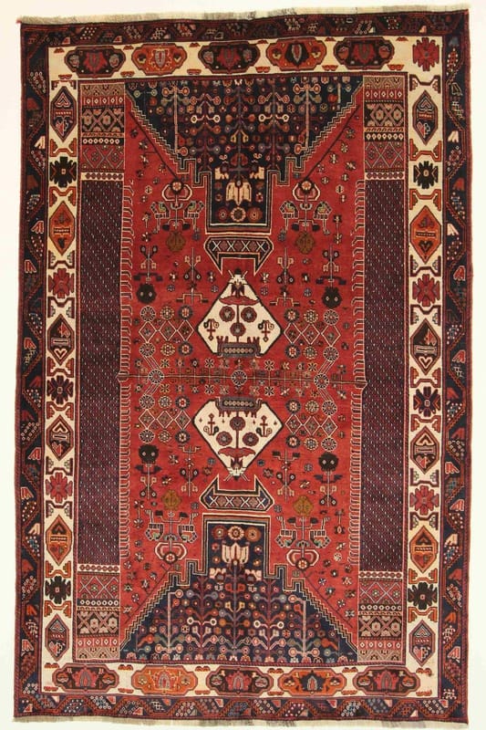 ghashghai-orientteppich-268x172-cm-handgeknupft-aus-wolle Qashqai Persian Rug — hand-knotted, 266 × 171 cm