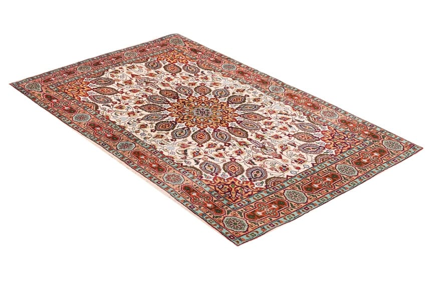 tabriz-teppich-159x98-cm-60-raj-handgeknupft-perserteppich-3 Hand-Knotted Wool Tabriz Persian Rug, 157 × 97 cm