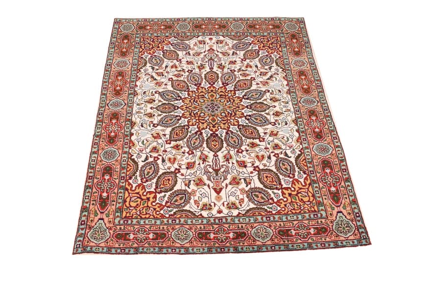 tabriz-teppich-159x98-cm-60-raj-handgeknupft-perserteppich-5 Hand-Knotted Wool Tabriz Persian Rug, 157 × 97 cm