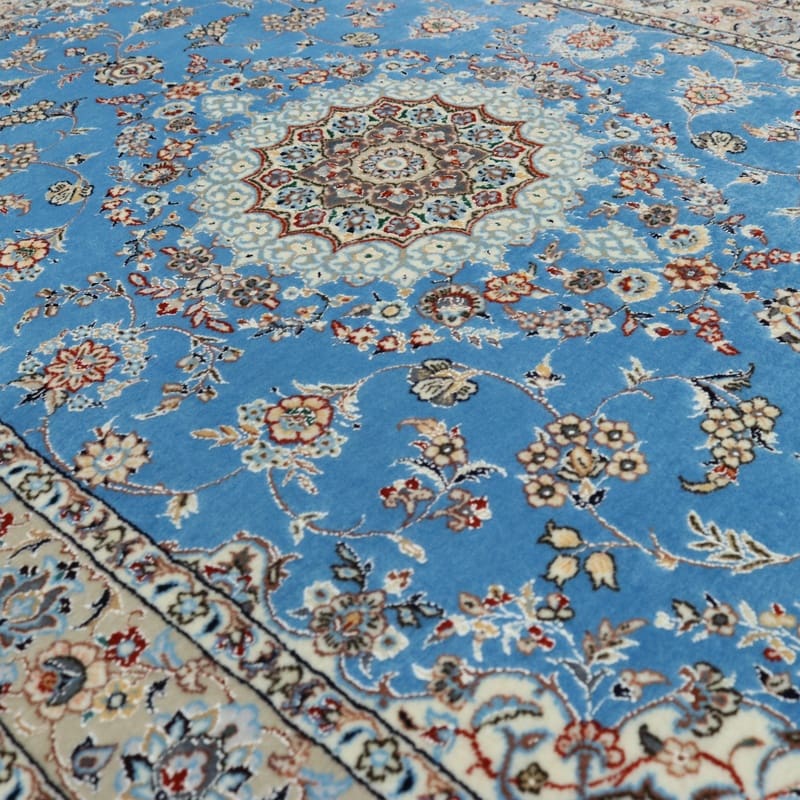 exquisiter-nain-6la-teppich-148x101-cm-konigsblau-handgeknupft-4 Hand-Knotted Wool & Silk Nain Persian Rug, 146 × 100 cm