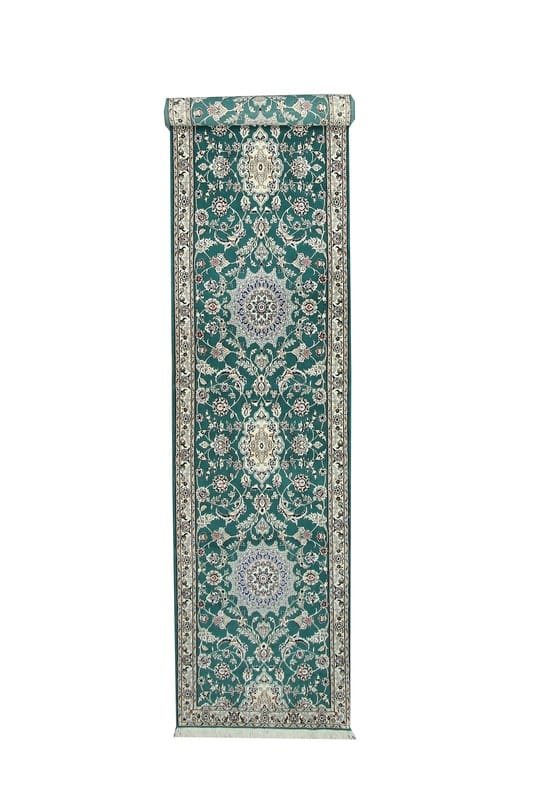 Hand-Knotted Wool & Silk Nain Persian Rug, 423 × 88 cm