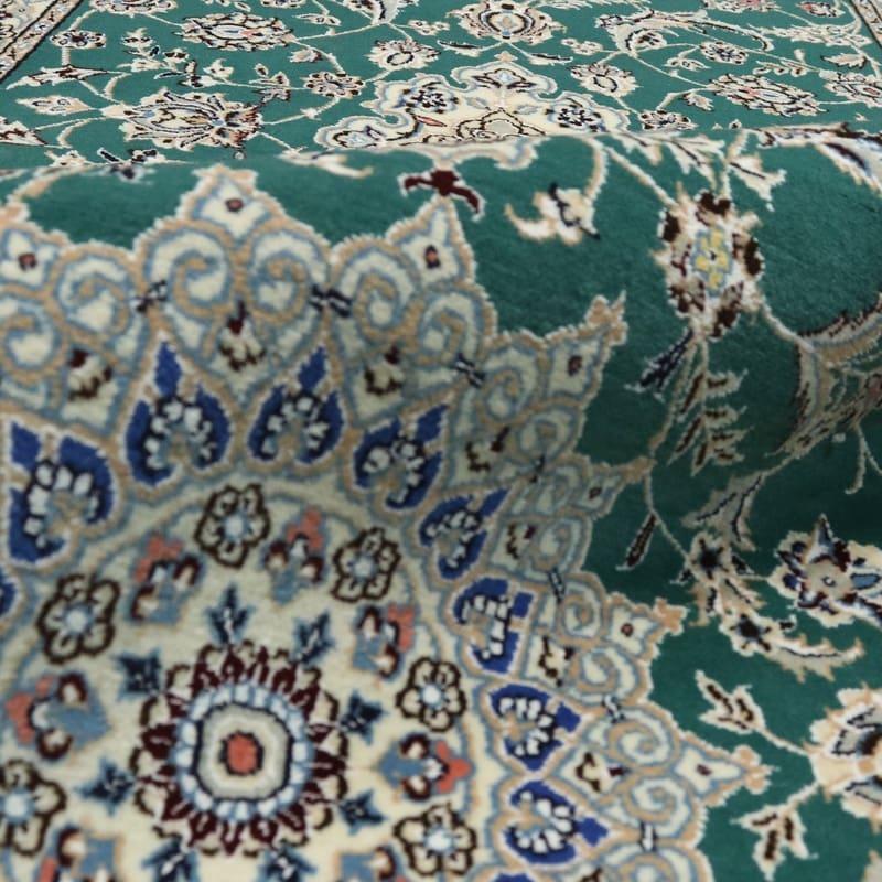 Hand-Knotted Wool & Silk Nain Persian Rug, 423 × 88 cm
