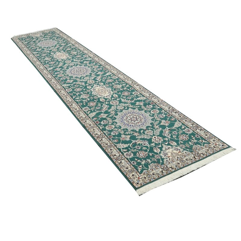 Hand-Knotted Wool & Silk Nain Persian Rug, 423 × 88 cm