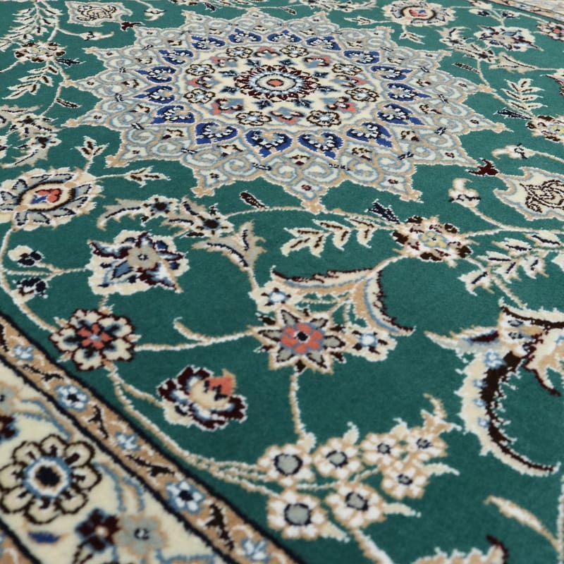 Hand-Knotted Wool & Silk Nain Persian Rug, 423 × 88 cm