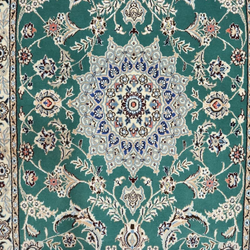 Hand-Knotted Wool & Silk Nain Persian Rug, 423 × 88 cm