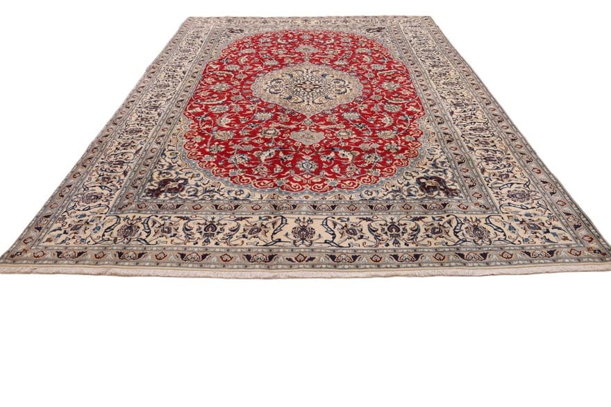 Hand-Knotted Wool & Silk Nain Persian Rug, 395 × 288 cm