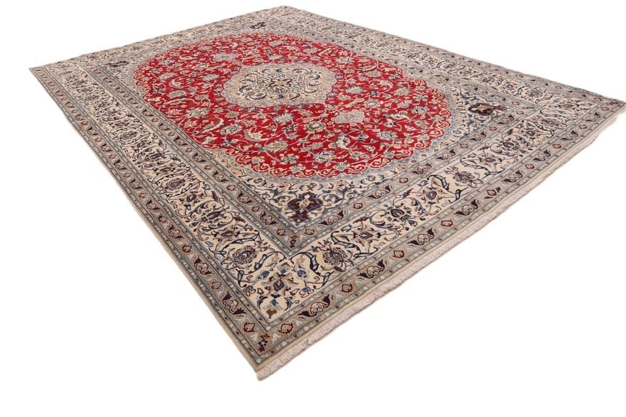 Hand-Knotted Wool & Silk Nain Persian Rug, 395 × 288 cm