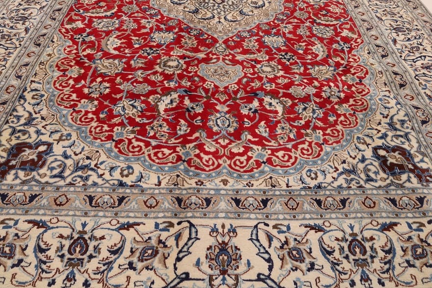 Hand-Knotted Wool & Silk Nain Persian Rug, 395 × 288 cm