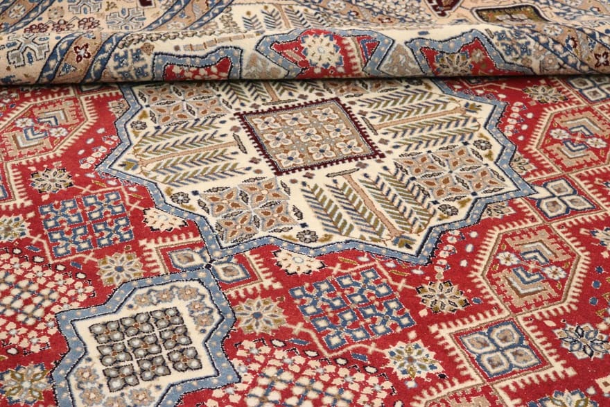 Nain Persian Rug — hand-knotted, 342 × 257 cm, Wool & Silk