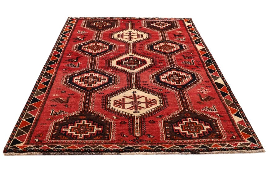 Shiraz Persian Rug — hand-knotted, 267 × 129 cm, Wool