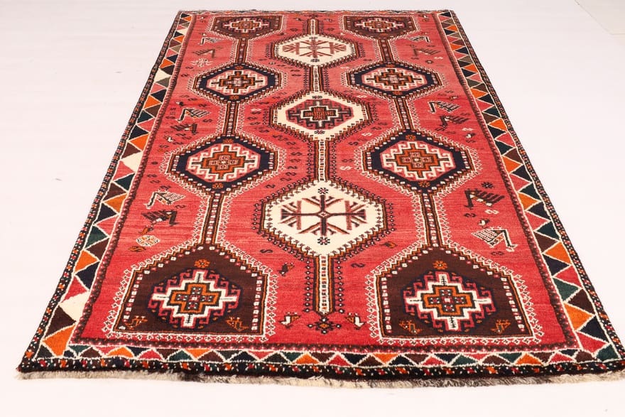 Shiraz Persian Rug — hand-knotted, 267 × 129 cm, Wool