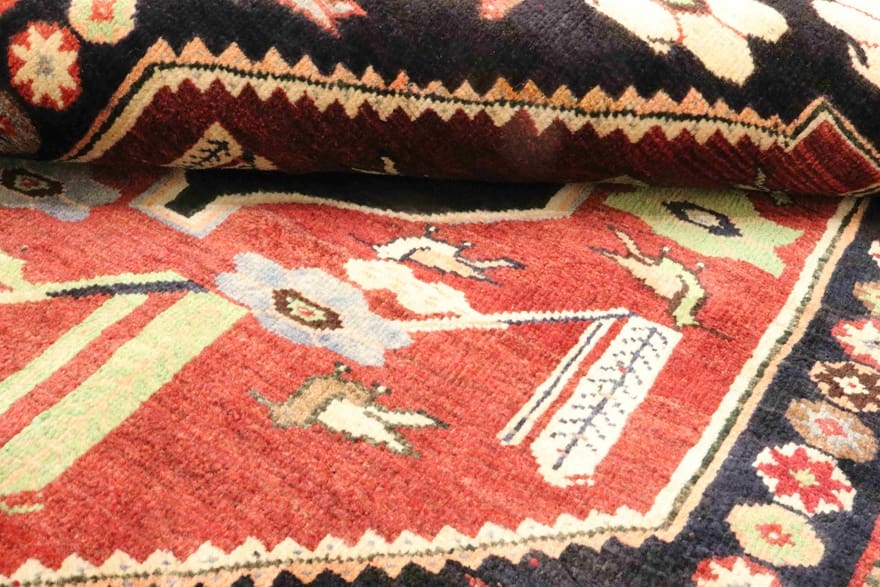 handgeknupfter-ghashghai-teppich-150x112-cm-90000-knoten-rot-orange-1 Qashqai Persian Rug 148 × 111 cm, Wool, hand-knotted