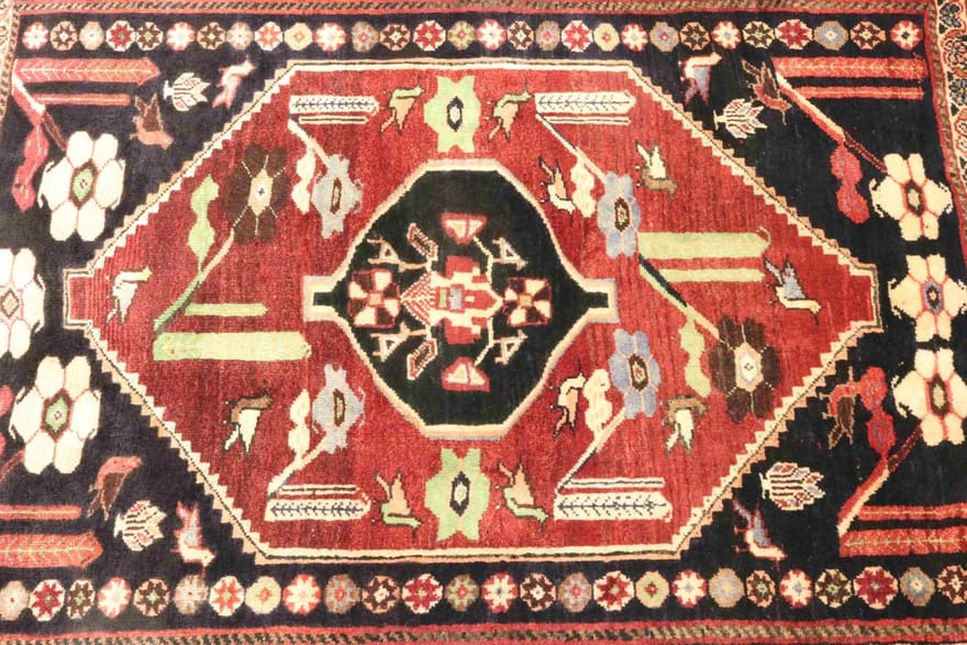 handgeknupfter-ghashghai-teppich-150x112-cm-90000-knoten-rot-orange-2 Qashqai Persian Rug 148 × 111 cm, Wool, hand-knotted