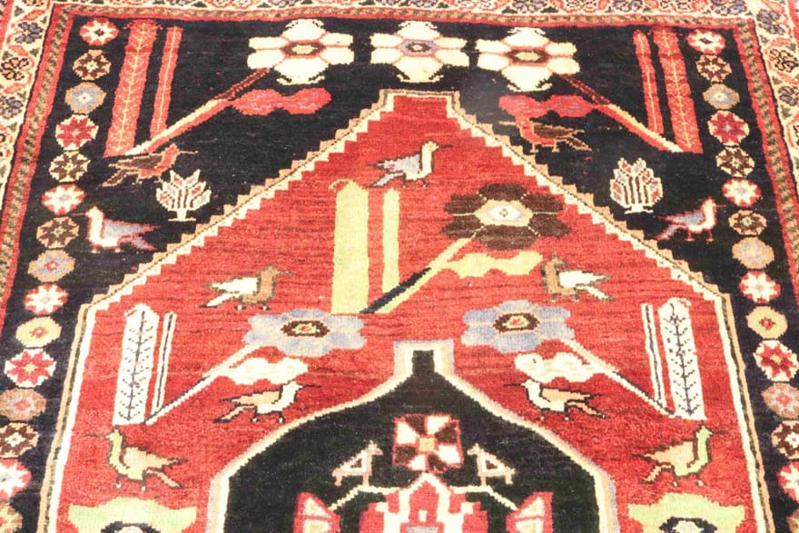 handgeknupfter-ghashghai-teppich-150x112-cm-90000-knoten-rot-orange-3 Qashqai Persian Rug 148 × 111 cm, Wool, hand-knotted