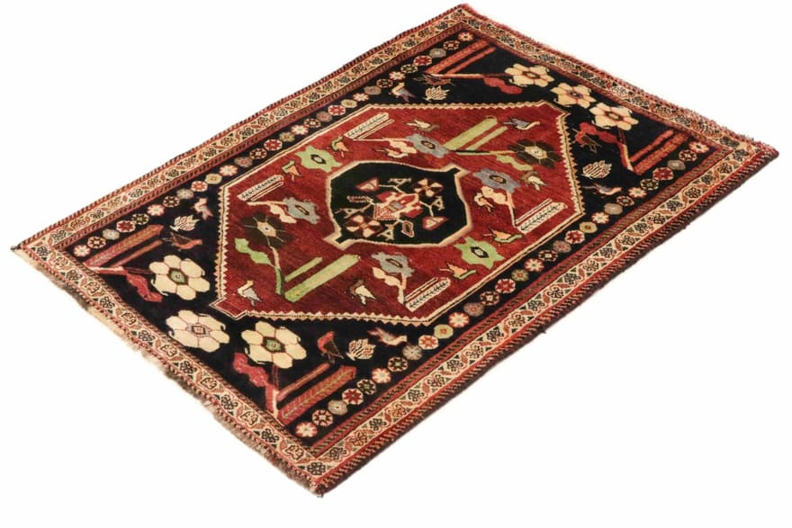 handgeknupfter-ghashghai-teppich-150x112-cm-90000-knoten-rot-orange-5 Qashqai Persian Rug 148 × 111 cm, Wool, hand-knotted