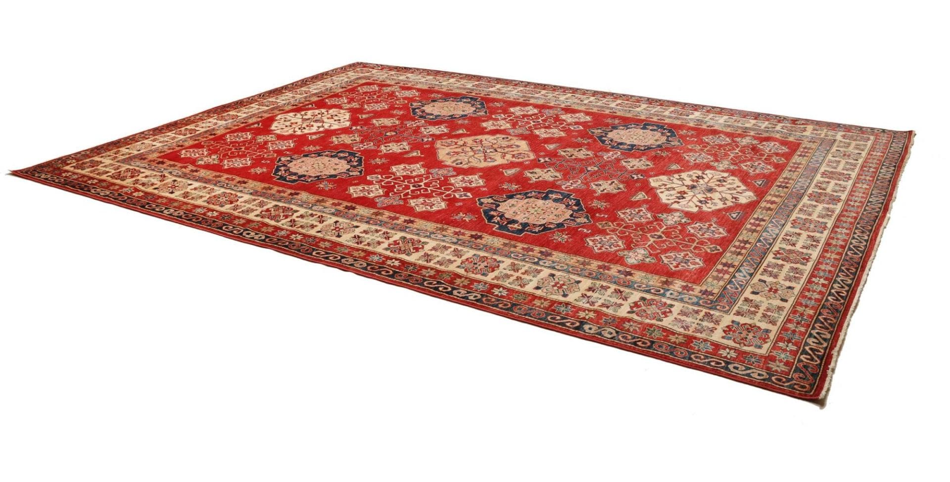 kazak-teppich-296-x-398-cm-handgeknupft-geometrisches-muster-2 Hand-Knotted Wool Kazak Pakistani Rug, 296 × 398 cm