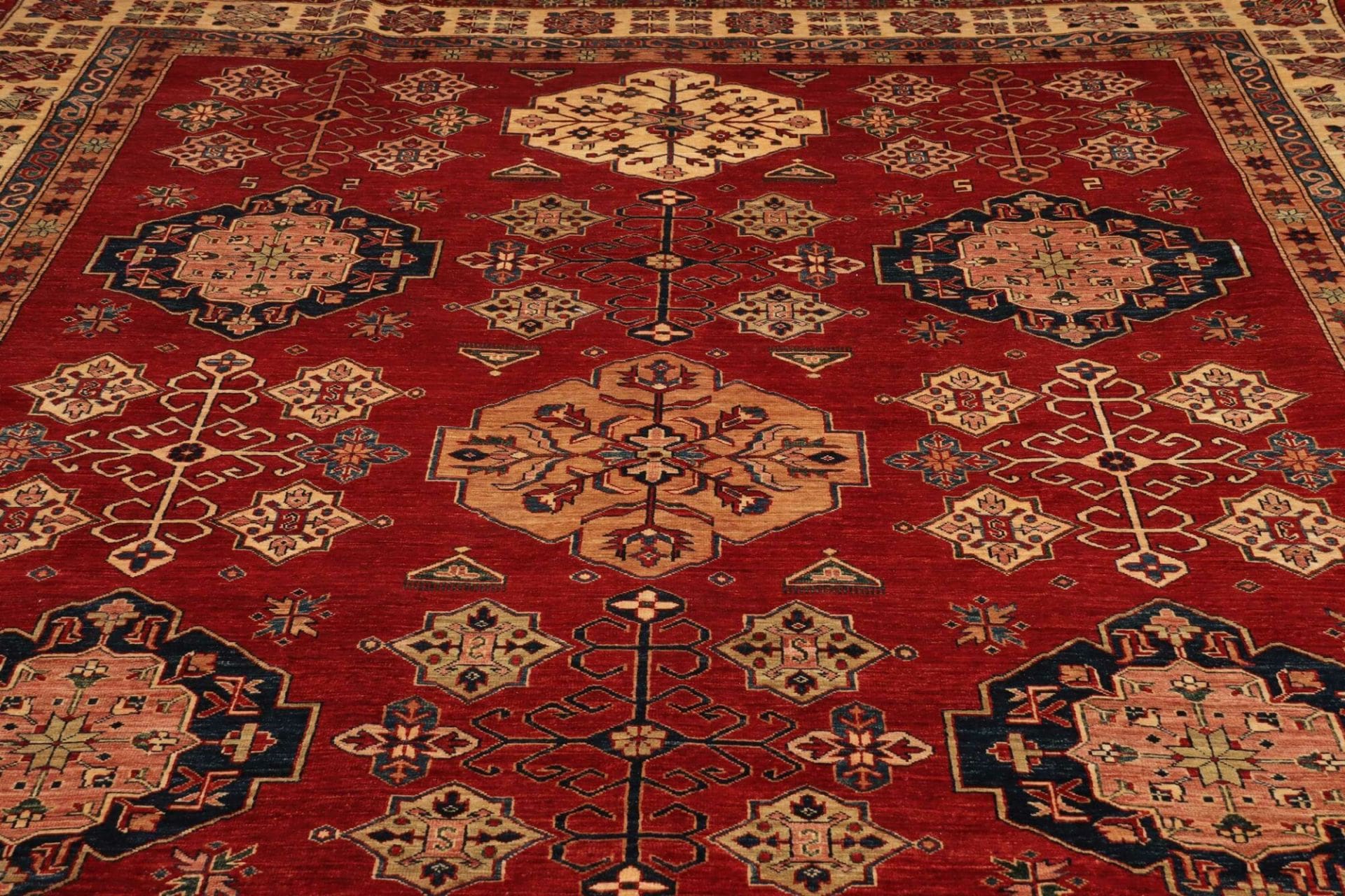 kazak-teppich-296-x-398-cm-handgeknupft-geometrisches-muster-7 Hand-Knotted Wool Kazak Pakistani Rug, 296 × 398 cm
