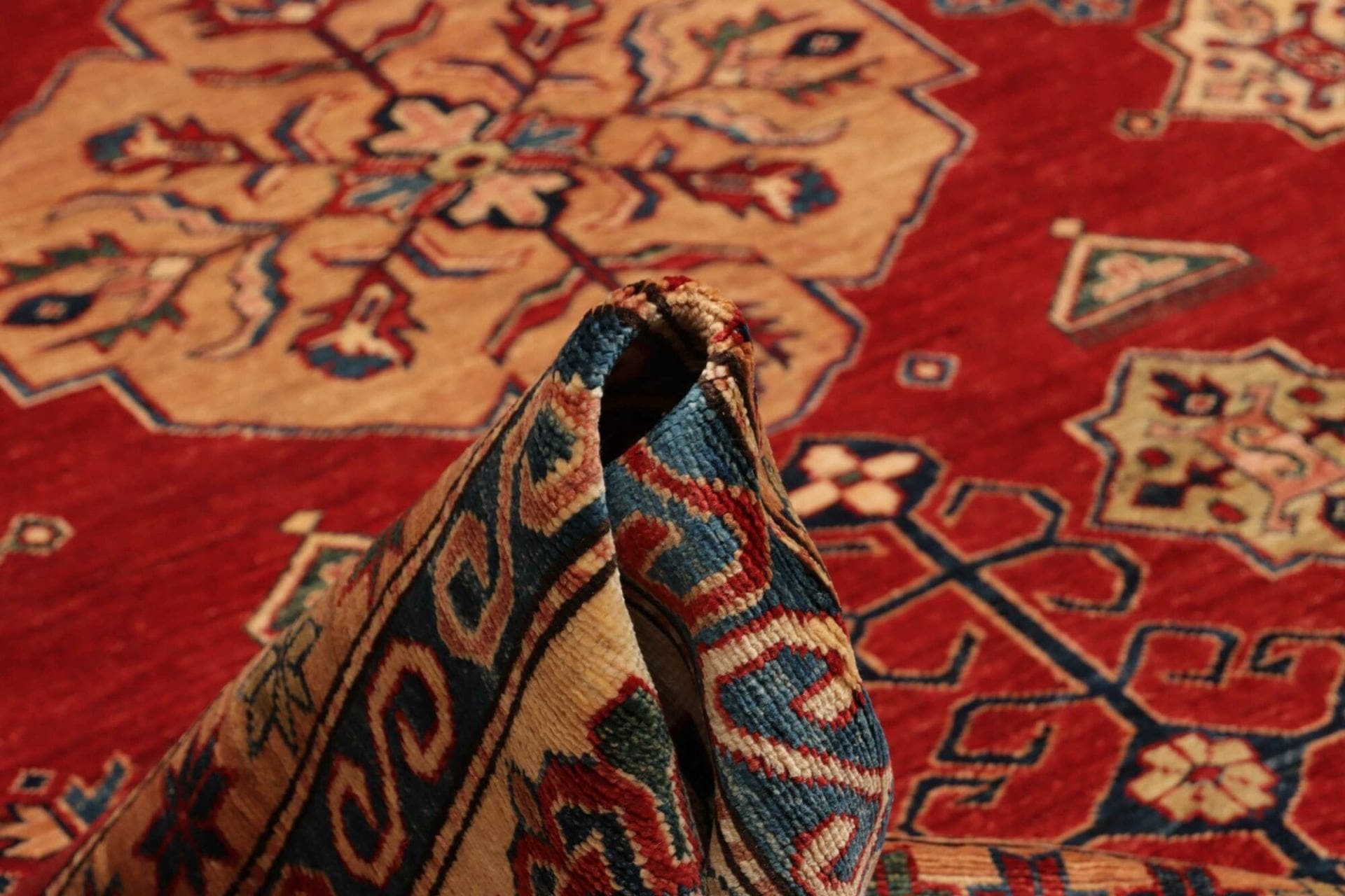 kazak-teppich-296-x-398-cm-handgeknupft-geometrisches-muster-8 Hand-Knotted Wool Kazak Pakistani Rug, 296 × 398 cm