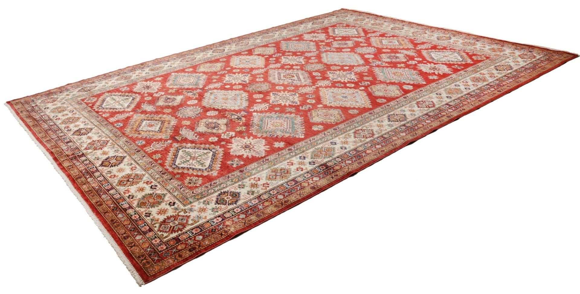 Hand-Knotted Wool Kazak Pakistani Rug, 300 × 410 cm