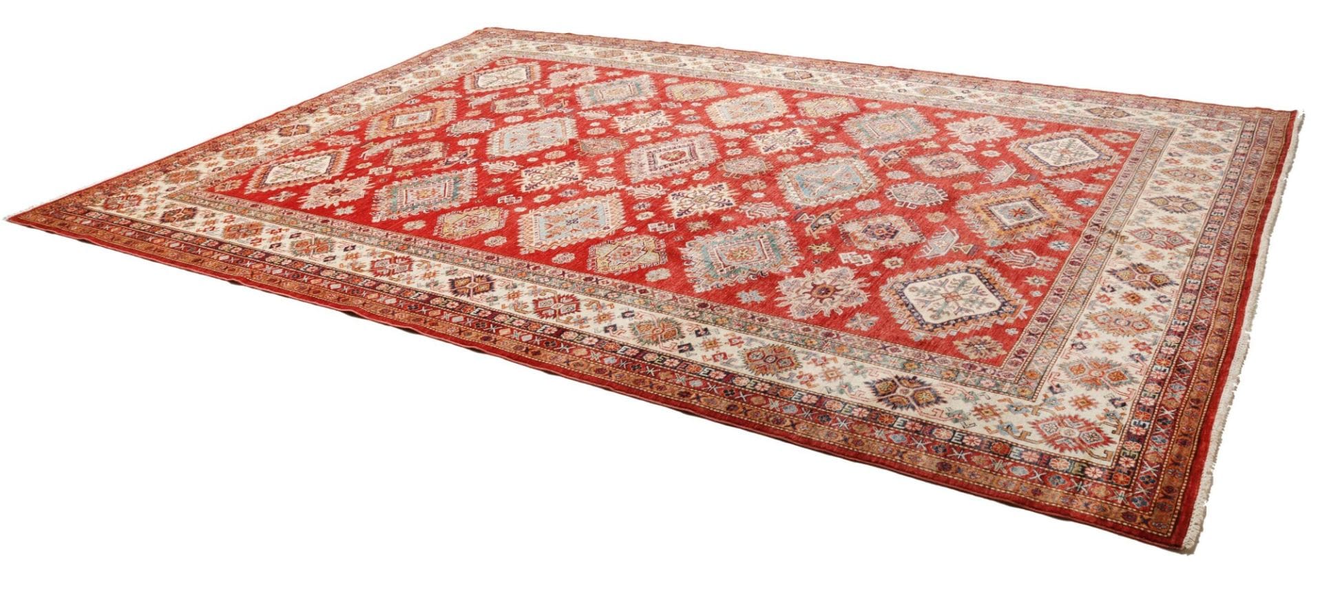 Hand-Knotted Wool Kazak Pakistani Rug, 300 × 410 cm