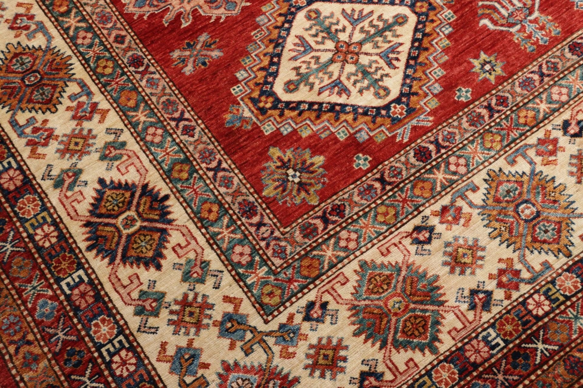 Hand-Knotted Wool Kazak Pakistani Rug, 300 × 410 cm
