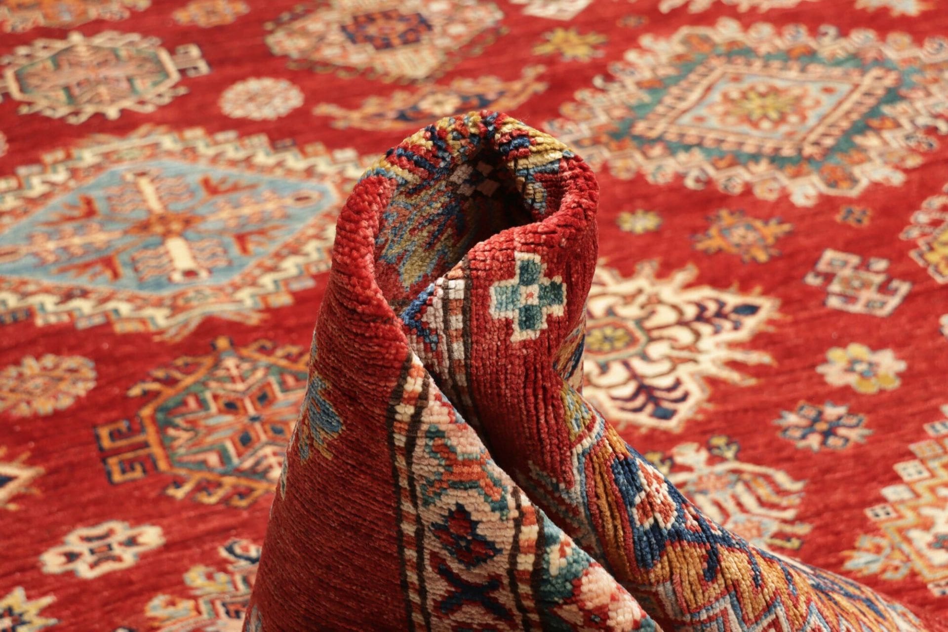 Hand-Knotted Wool Kazak Pakistani Rug, 300 × 410 cm