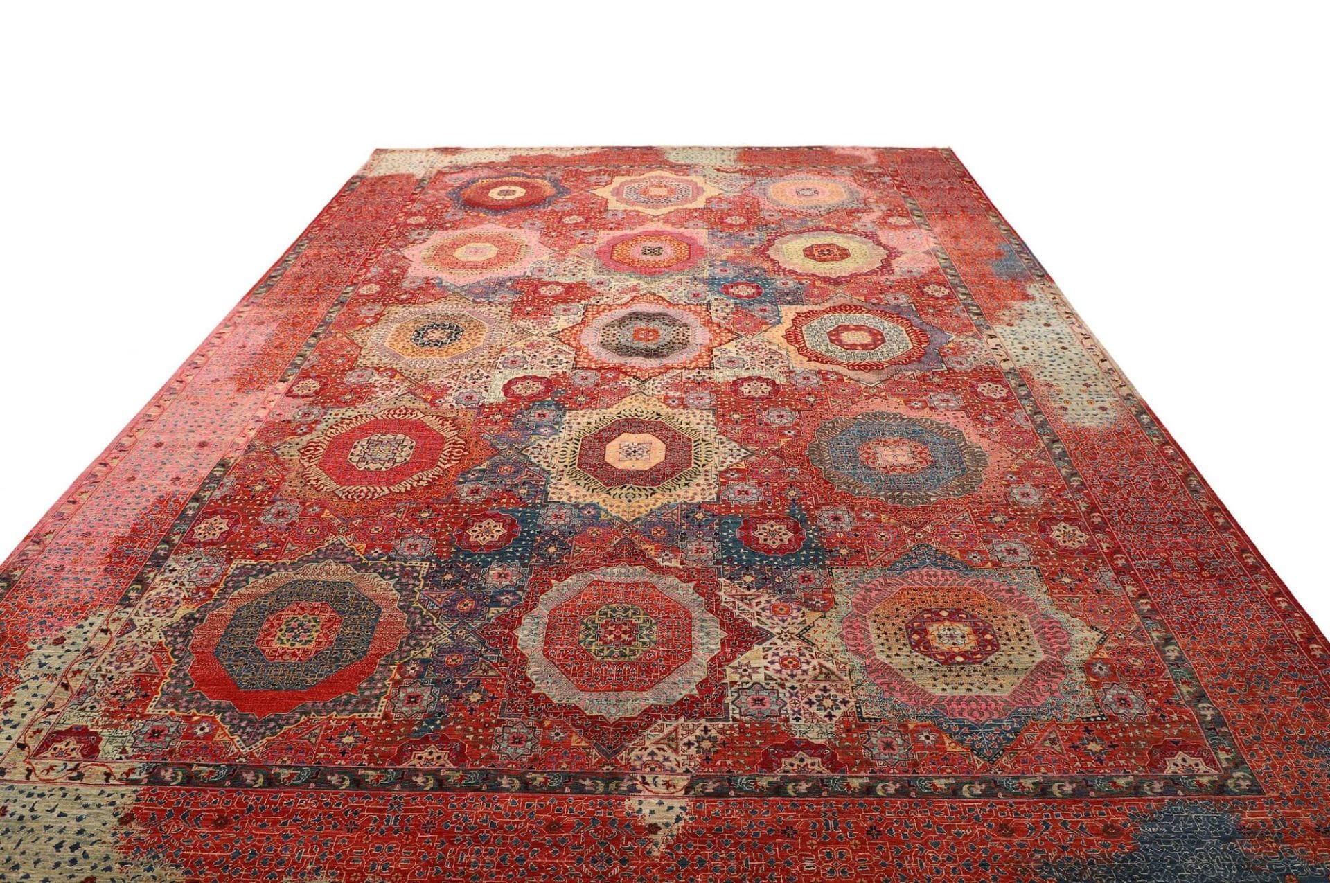 Hand-Knotted Wool Mamluk Pakistani Rug, 305 × 420 cm