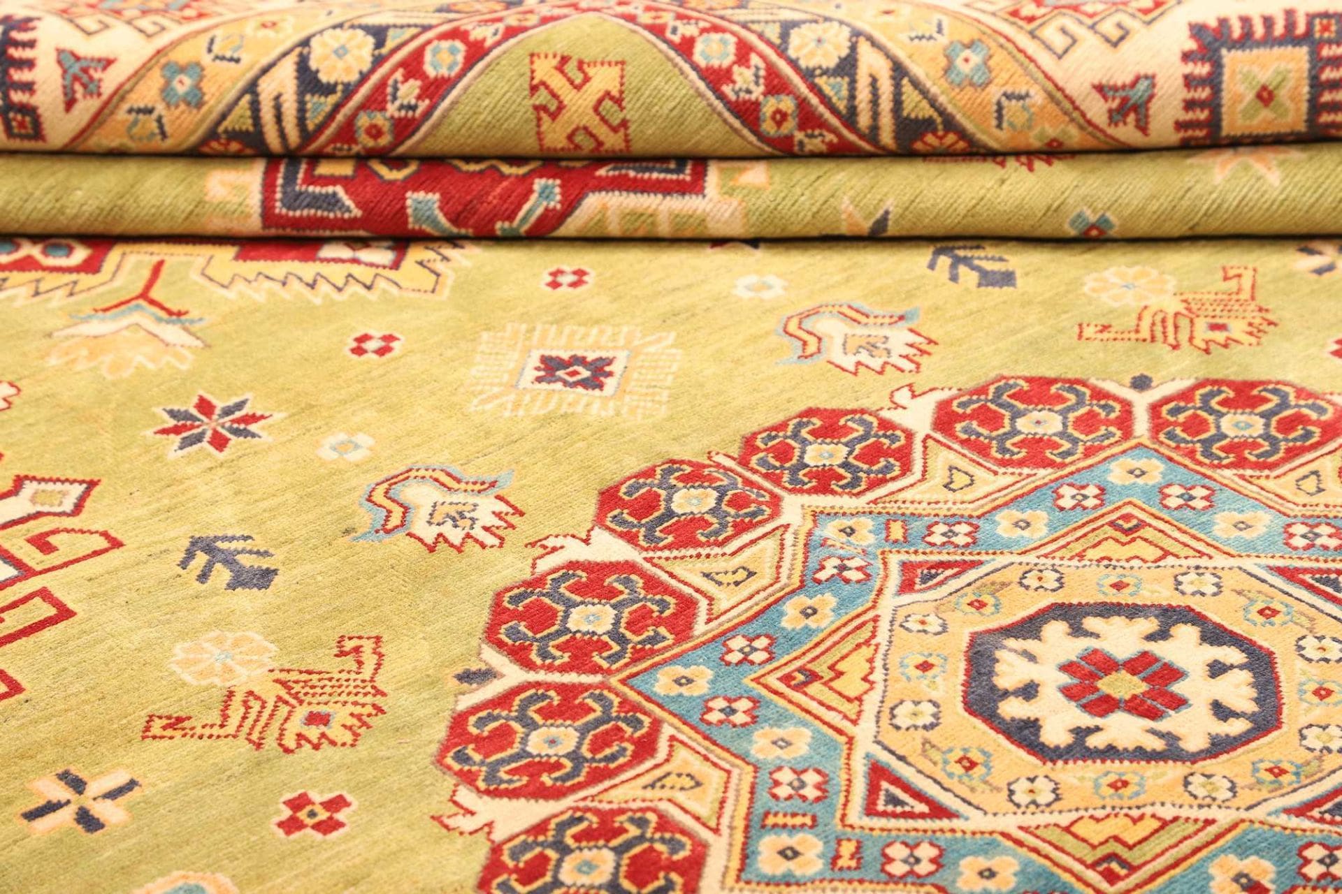 kazak-teppich-311-x-422cm-geometrisch-schurwolle-handgeknupft-9 Hand-Knotted Wool Kazak Afghan Rug, 311 × 422 cm