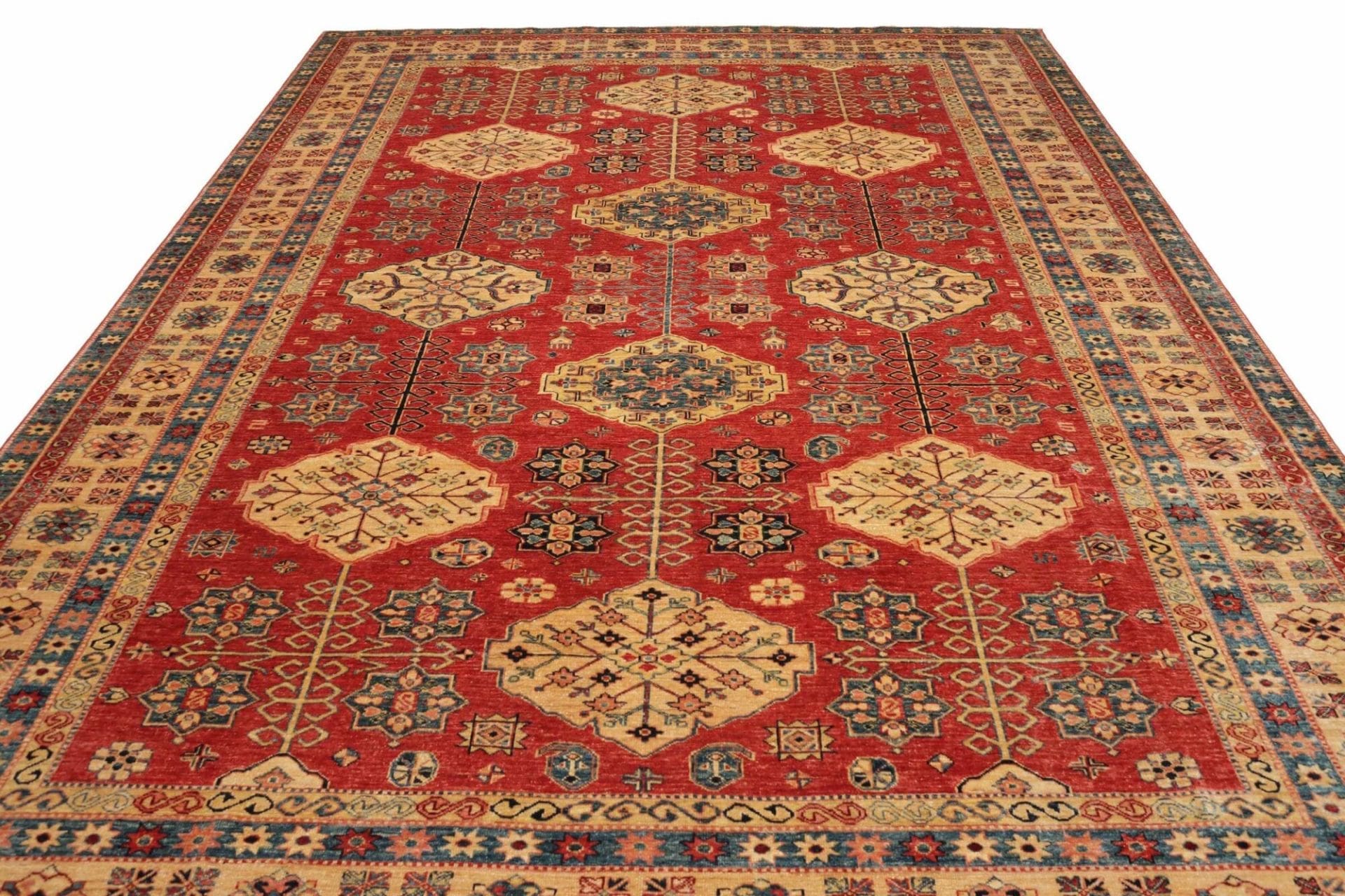 kazak-orientteppich-277-x-374-cm-geometrisches-muster-handgeknupft-3 Kazak Pakistani Rug — hand-knotted, 277 × 374 cm, Wool