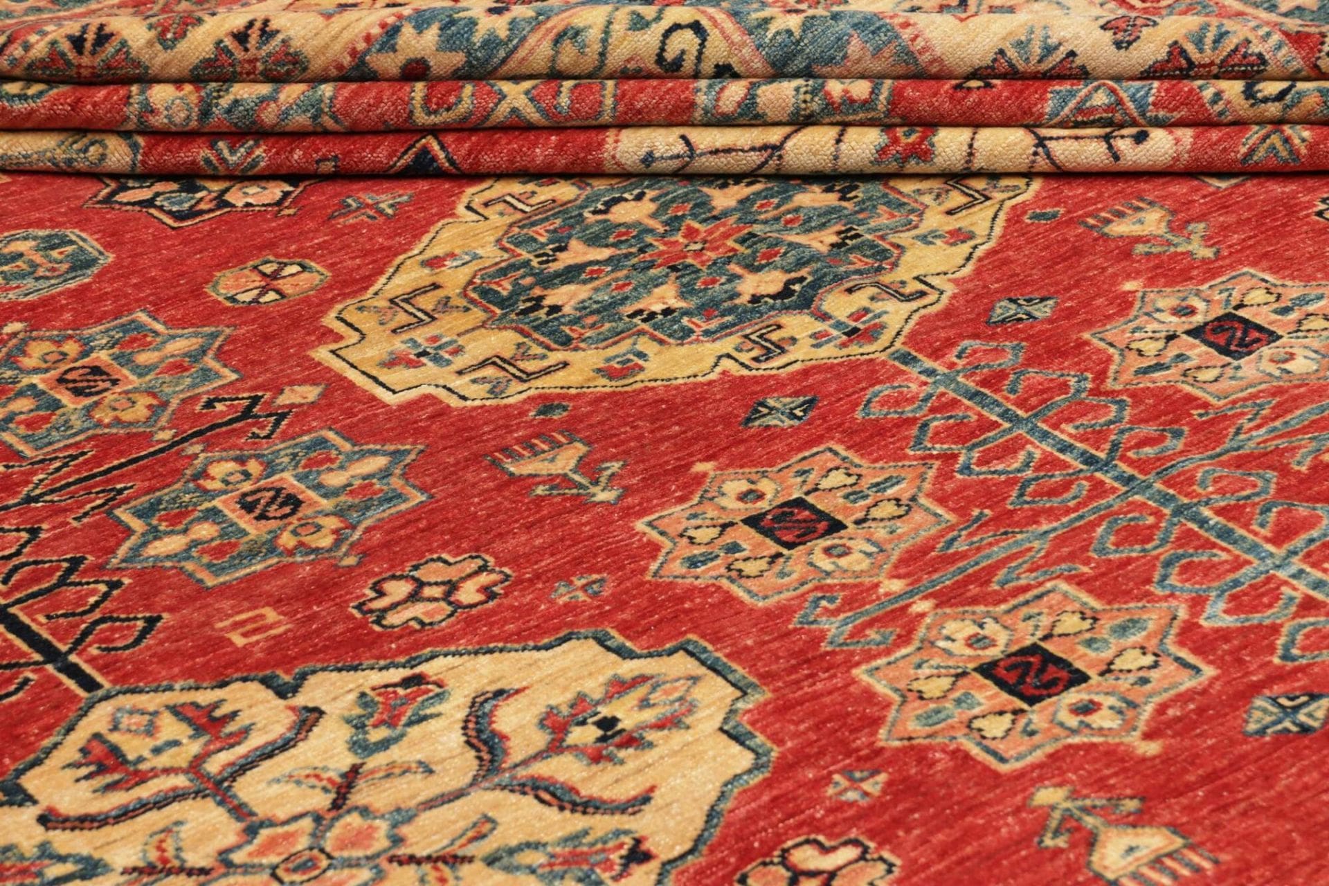 kazak-orientteppich-277-x-374-cm-geometrisches-muster-handgeknupft-9 Kazak Pakistani Rug — hand-knotted, 277 × 374 cm, Wool