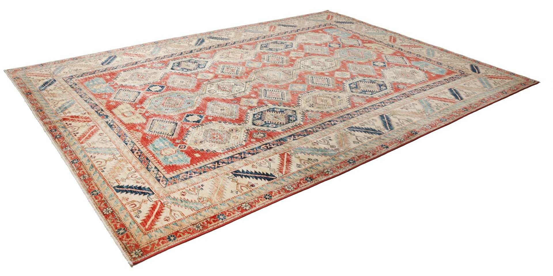 Hand-Knotted Wool Kazak Pakistani Rug, 271 × 370 cm