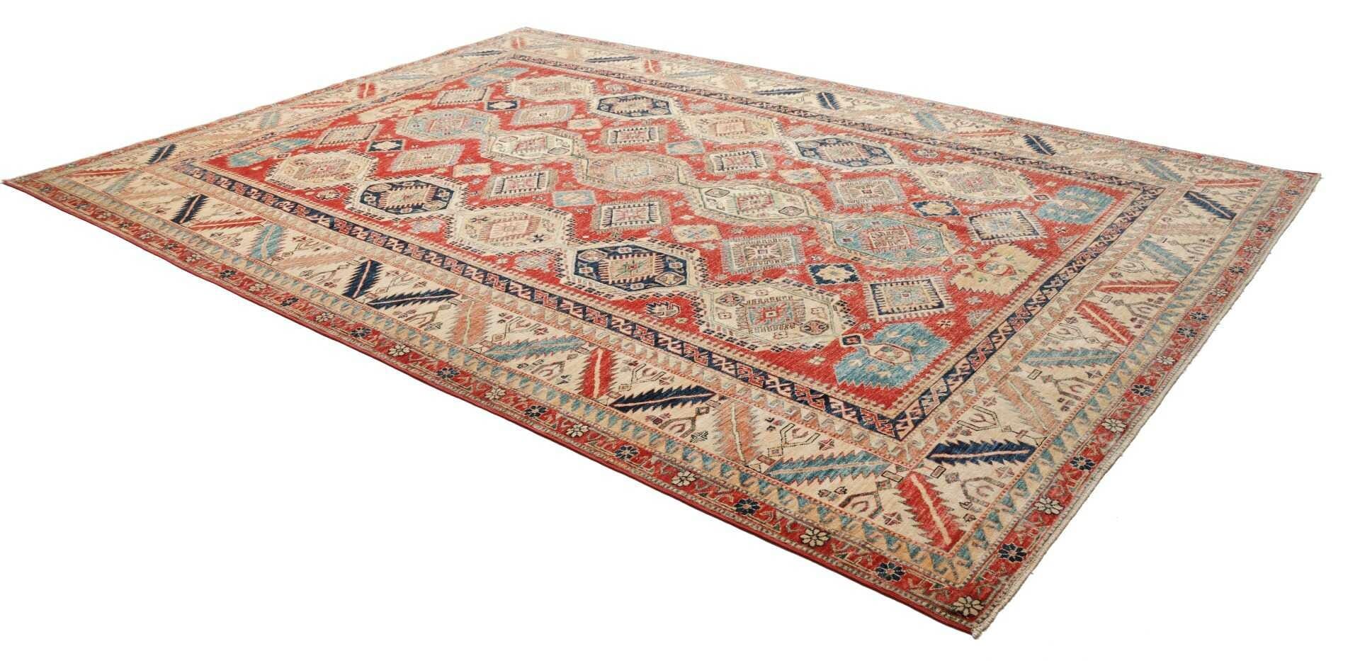 Hand-Knotted Wool Kazak Pakistani Rug, 271 × 370 cm
