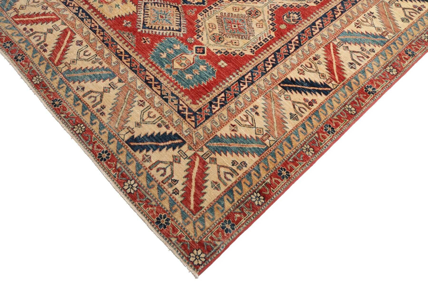 Hand-Knotted Wool Kazak Pakistani Rug, 271 × 370 cm