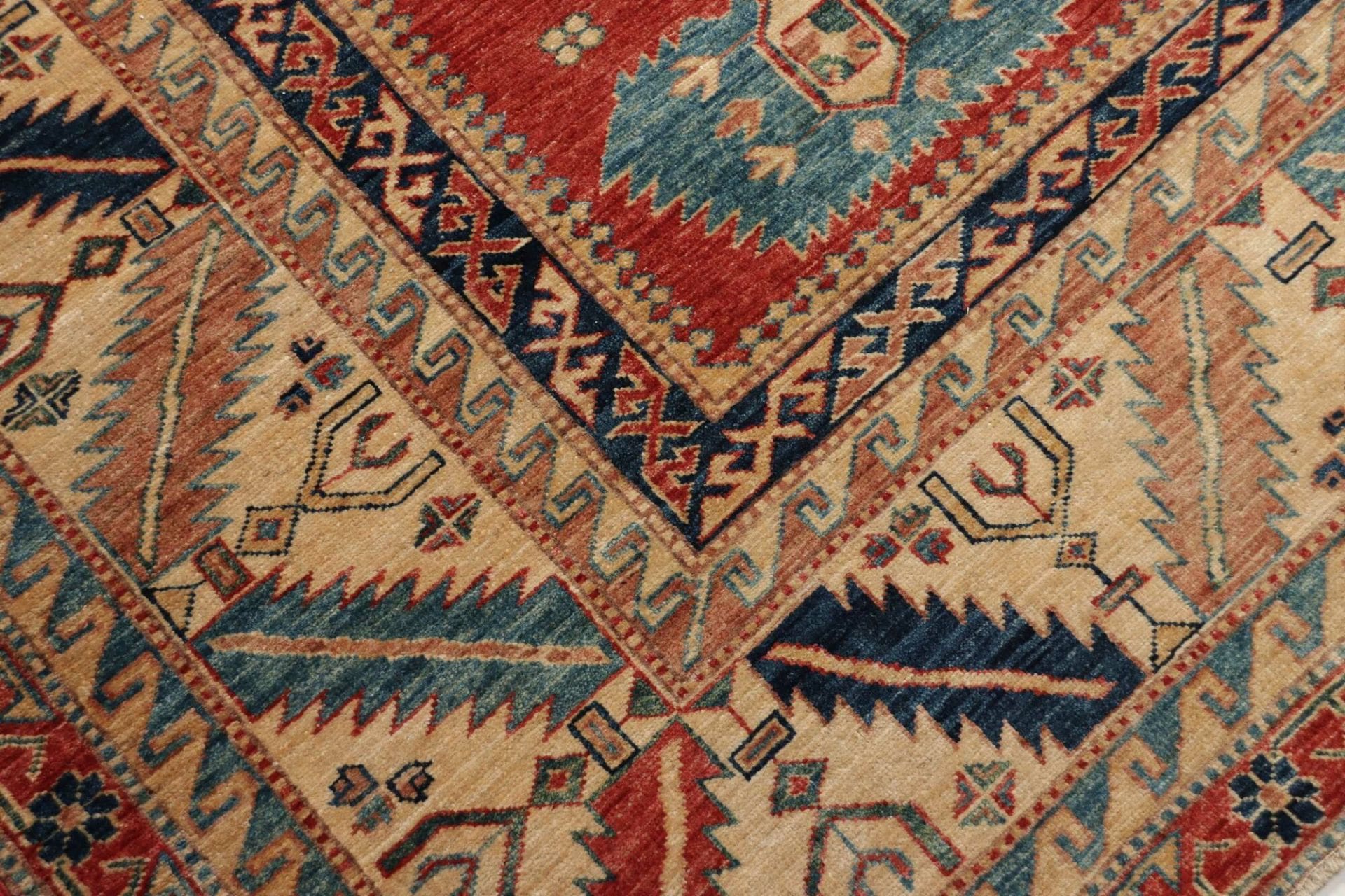 Hand-Knotted Wool Kazak Pakistani Rug, 271 × 370 cm
