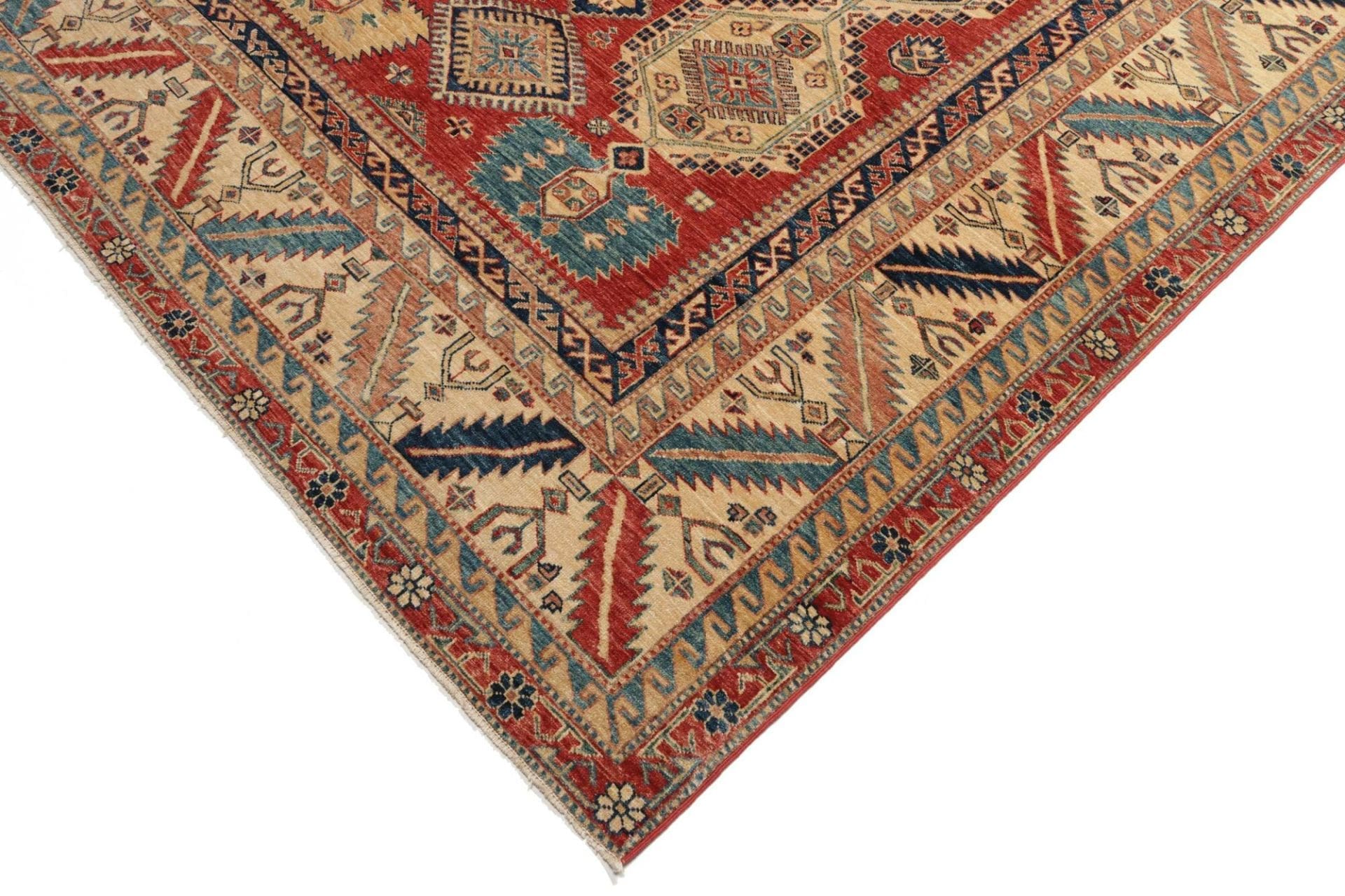 Hand-Knotted Wool Kazak Pakistani Rug, 271 × 370 cm