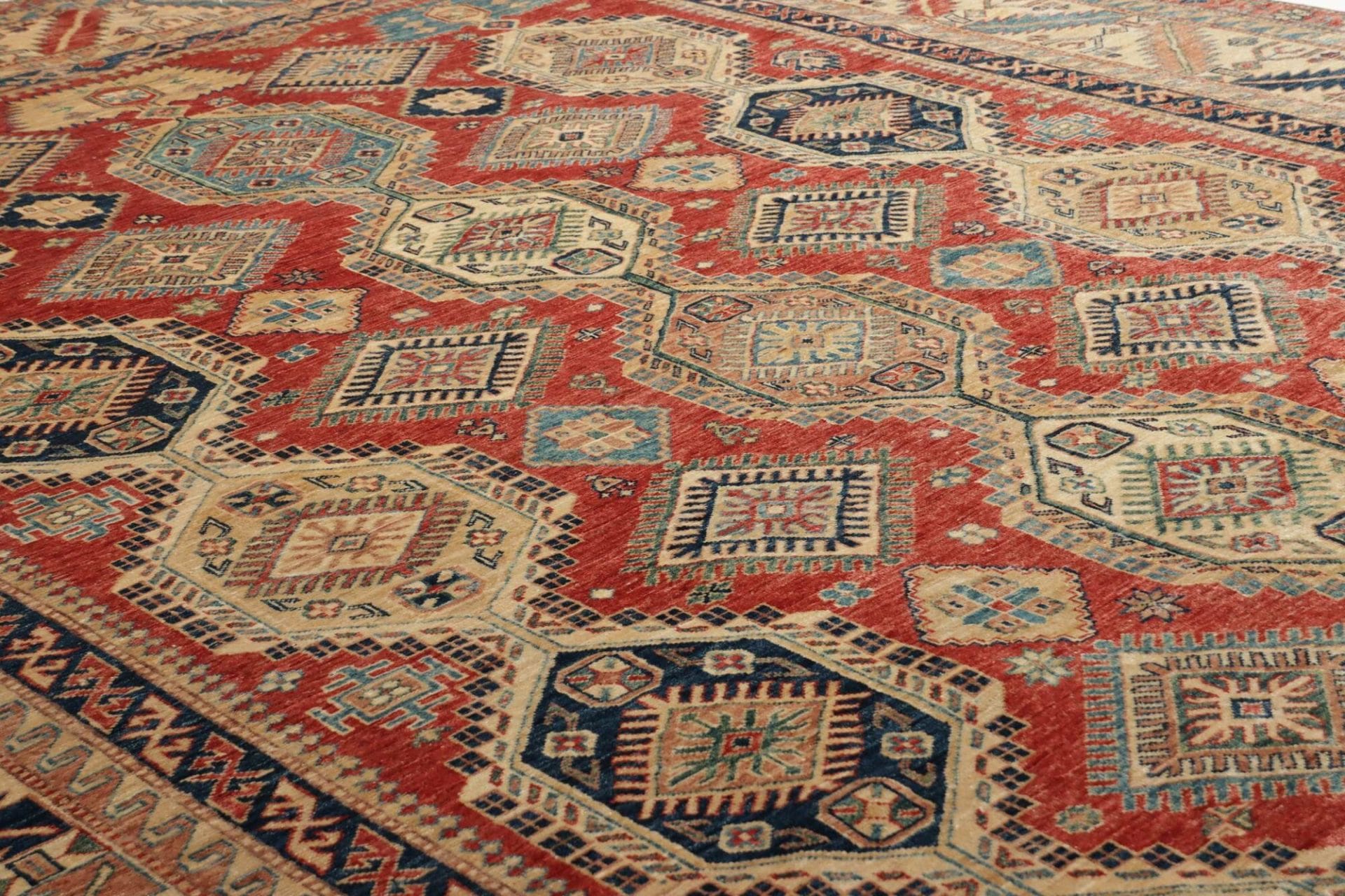 Hand-Knotted Wool Kazak Pakistani Rug, 271 × 370 cm