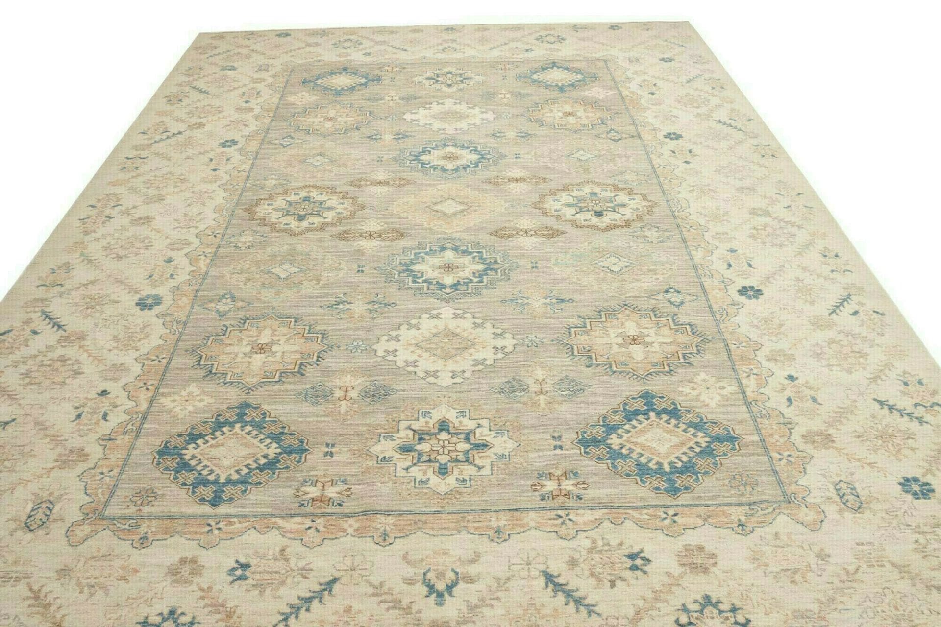 Hand-Knotted Wool Kazak Pakistani Rug, 272 × 367 cm